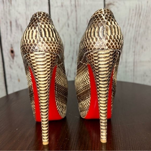 CHRISTIAN LOUBOUTIN Daffodile SnakeSkin Ayer’s women’s platform high heels 37.5 - Picture 15 of 16